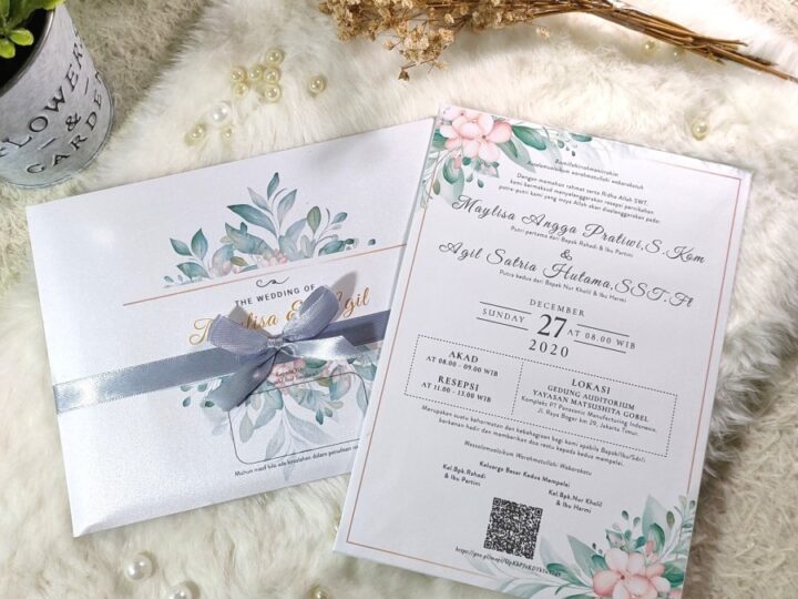 Kartu Undangan Hardcover Flower Tebal dengan Amplop