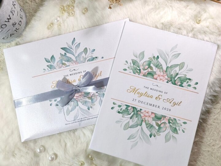 Kartu Undangan Hardcover Flower Tebal dengan Amplop