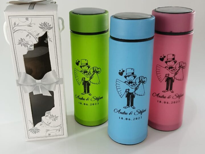 Souvenir gift pernikahan tumbler botol sablon